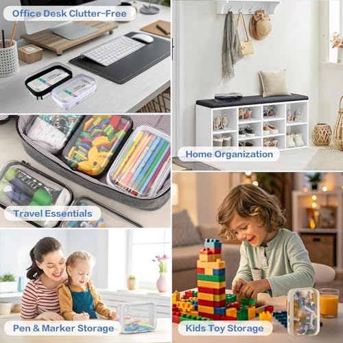 Clear Hard Shell Zipper Case, Surface scratch resistant material, Portable Cosmetic Bag with Zipper, Diaper Bag Organizing Pouches, Hard Plastic Case, Clear Bags for Organizing, Pink （3 Pcs）4