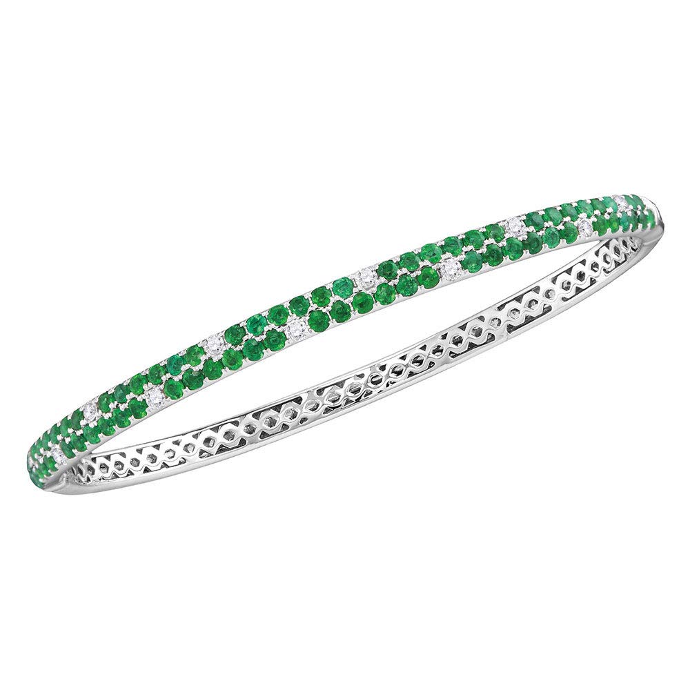 Dazzlingrock Collection 2 86 Carat ctw Round Emerald Diamond Double Row Bangle Bracelet 2-7 8 CT 18K White