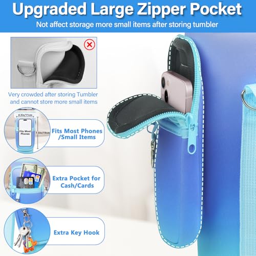 Image of LEFOR.Z Water Bottle Carrier Bag with Phone Pocket Compatible with Stanley /Meoky 40 oz Tumbler with Handle,Water Bottle Holder Pouch with Adjustable Strap Compatible with Stanley Cup Accessories