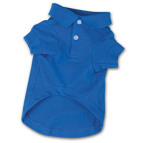 Zack & Zoey Cotton Polo Shirt for Dogs, 16" Medium, Nautical Blue