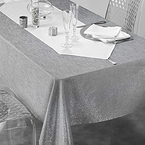 douceur d'Intérieur Silvery 3 Napkins, White/Silver, 40 x 40 cm, White / Silver, 40 x 40 cm (Set of 1) - Image 2