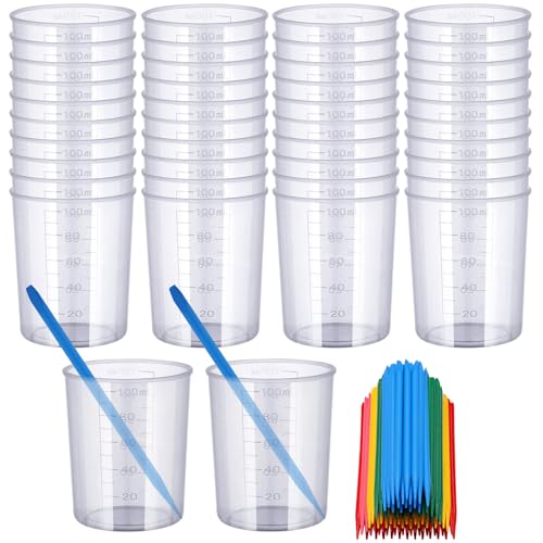 Kit de vasos medidores de resina 100 ml 40 piezas miniatura 1