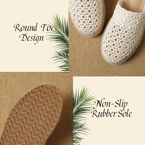 Platform Sandals Espadrilles Wedges for Women Closed Toe Raffia Sandals Hollow Out Beach Slip On Shoes Summer Slides Mules for Dressy Party Vacation4
