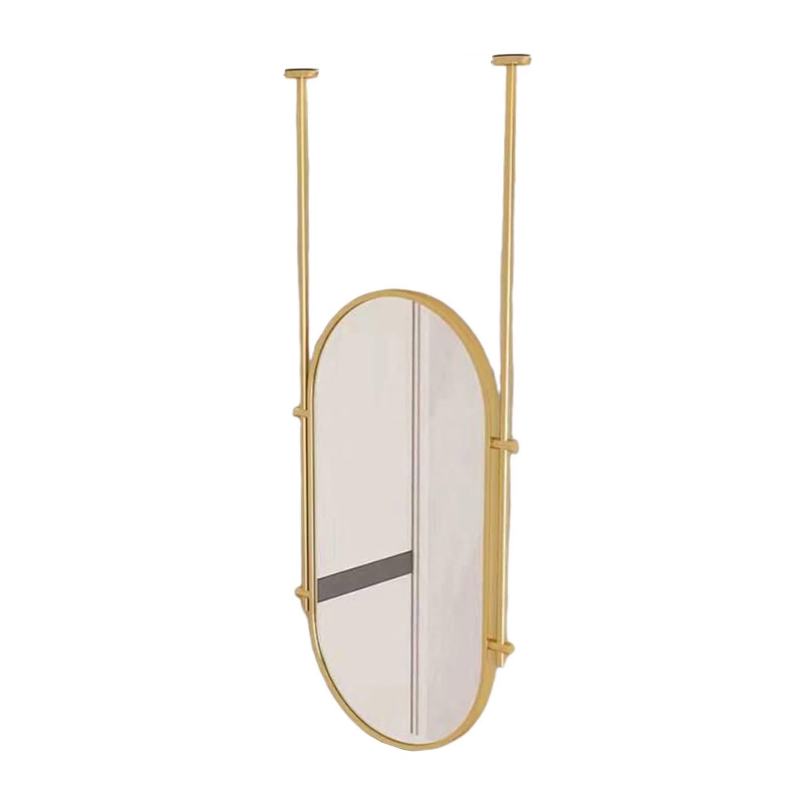 MESOVFCA Oval Ceiling Floating Mirror with Metal Frame, Ceiling-Mounted for Bathroom Vanity Shaving(Gold,40x80cm)