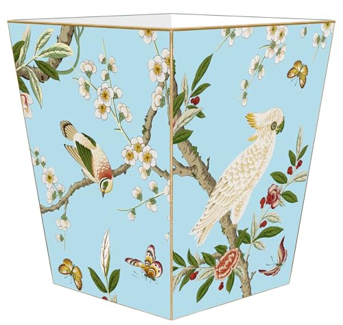 Caneca de basura cuadrada de madera artesanal rosa miniatura 4
