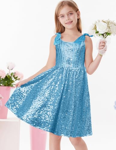 GRACE KARIN Girls Sequin Dress Formal Party Fancy Gold Special Occasion Sparkly Sleeveless Size 6-122