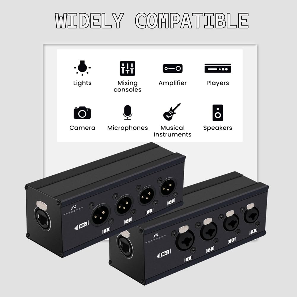 Rallonge de Câble Réseau RJ45 CAT5 vers XLR 3 Broches 4 Canaux Audio/sur la Scène, L'Éclairage et Les Studios D'Enregistrement Audio
