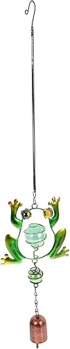LUOZZY Campana de viento de animal de metal, campanilla de viento para el hogar, decoración de jardín de pared al aire libre, adorno colgante (rana)