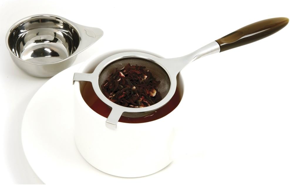 Norpro Tea Strainer with Drip Cup Tea Long Handled