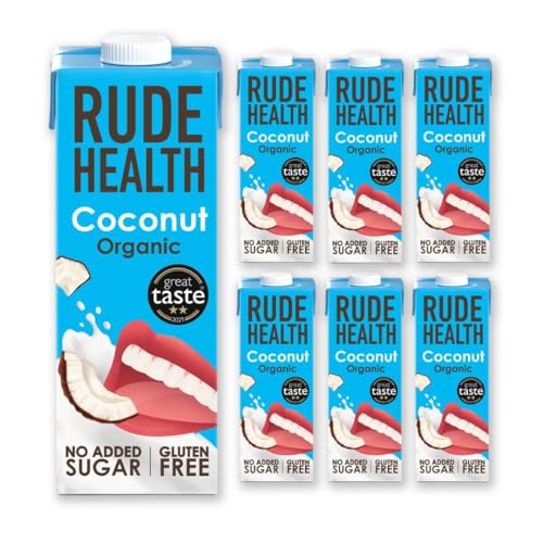 Rude Health 6 x 1 Liter Bio Kokosnussdrink 100% natürliches Bio Getränk laktosefrei milchfrei und glutenfrei ohne Zuckerzusatz preisgekrönt gesund und vegan 100% recycelbare Verpackung