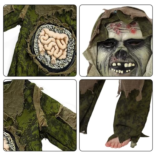 Disfraz de esqueleto con máscara zombie para niños miniatura 5