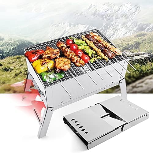 Przenośny grill na zewnątrz, składany grill na węgiel drzewny na kemping, pikniki i imprezy na plaży