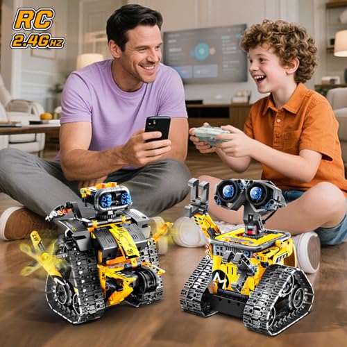 HiWEEGO HiWEEGO Technik Roboter für Kinder Bausatz - 5-in-1 mit Fernbedienung und App Steuerung | 520 Stück RC Wall Roboter/Tech Robot Wiederaufladbarer Geschenke für 6-12+ Jahre alte Jungen Mädchen - Verwendungsansicht 7 | TV | Video | Foto
