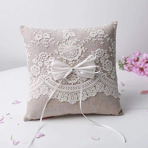 Rimobul Wedding Ring Pillow 8.2\" x 8.2\" - New Lace