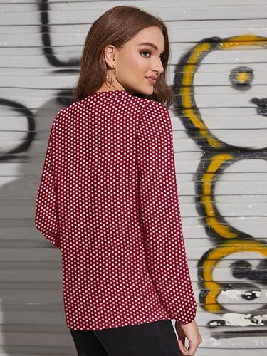 Image of KERI PERRY Women's Maroon Muslin Polka Dot Straight Western Top | Winter Top | Western Top | Top for Women | Women Top | Trendy Women Top