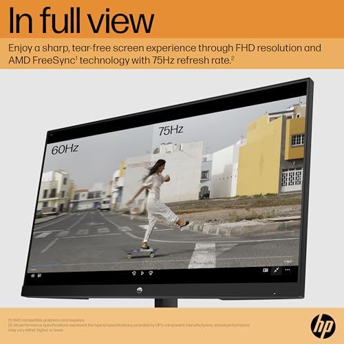 HP 27 Inch FHD Monitor | Full HD IPS LCD | 75hz Refresh Rate | 250 Nits Brightness | 1000:1 Contrast Ratio | AMD FreeSync | Adjustable Tilt | 1 HDMI 1.4, 1 DisplayPort 1.2, 1 VGA | Black | V27i G5 - 4