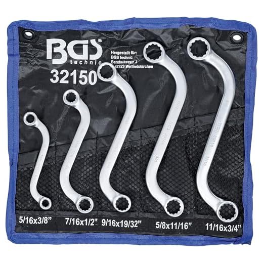 BGS 32150 | S-Form Doppel-Ringschlüssel-Satz | Zollgrößen | SW 3/8" - 3/4" | 5-tlg