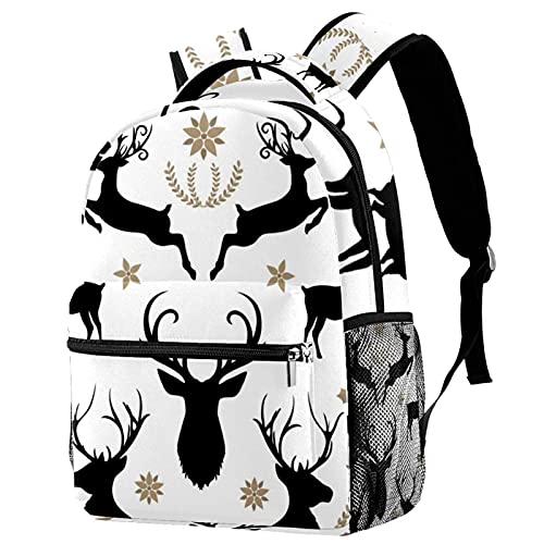 Sac à dos de voyage fleuri et rennes muni d'un porte-bouteille pratique