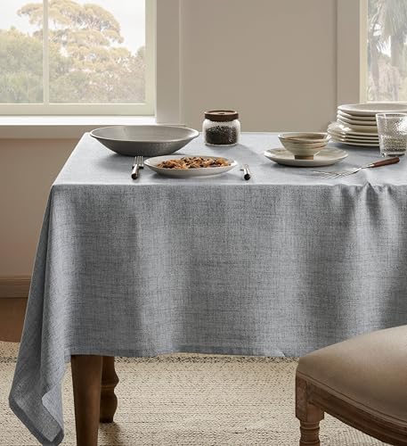YZJZEDS Linen Tablecloth for Rectangle Table 54x108 Inch Grey, Farmhouse Style Grey Tablecloth, Water Resistant Burlap Tablecloths for Dining Table Farmhouse Kitchen