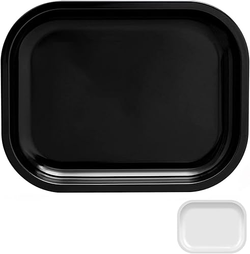 tlhaoa Bandeja de metal con ruedas (negro, 7 x 5.5 pulgadas)