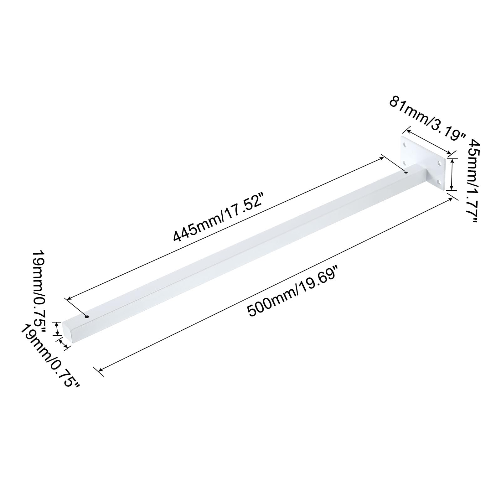 sourcing map Soporte flotante para estantes, paquete de 4 soportes ocultos de hierro de 20 pulgadas con tornillos y tubo de expansión para estantes de madera, colgar en la oficina, sala de estar