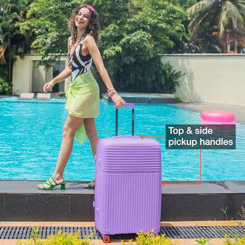 Image of Nasher Miles Krabi Expander Hard-Sided Polypropylene Luggage Set of 2 | 65cm & 75cm | 8 Wheels Medium & Large Trolley Bag for Travel | Suitcase (Pastel Purple)