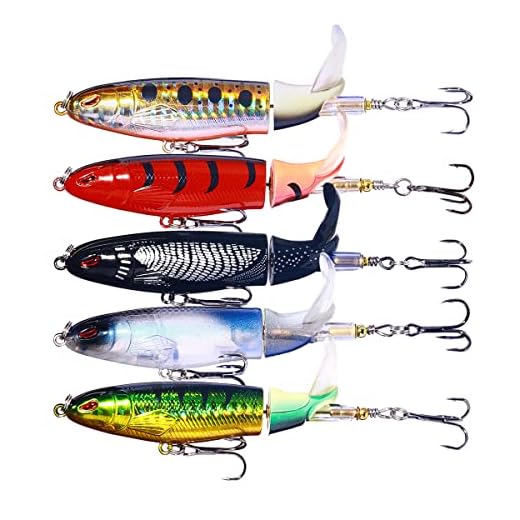 HENGJIA 5pcs Topwater Fishing Lures, Floating Popper Pencil Fishing Lure