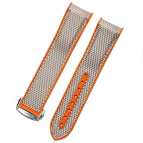 Bracelet montre silicone nylon gris 22mm compatible Omega Seamaster boucle pliante