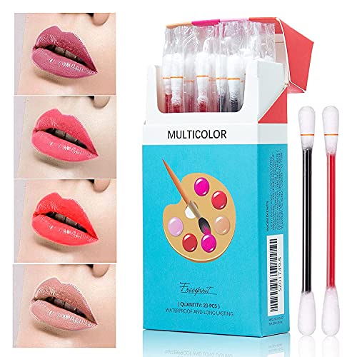 Multicolor Tattoo Lipstick, Tattoo Lipstick Cotton Swab, Durable Waterproof Non-Stick Tattoo Lipstick and Kiss-proof Cotton Swab Lip Glaze for Easily Carrying