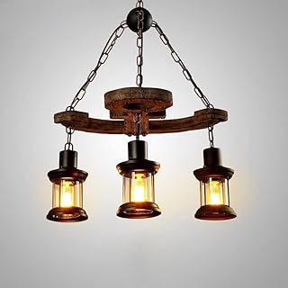 Vintage Nautical Anchor Pendant Light - 3 Lantern Rustic Chandelier with...