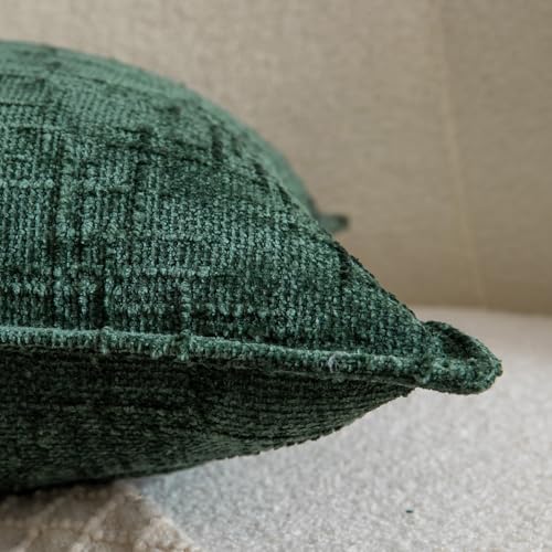 Image of MADIZZ Pack of 2 Chenille Throw Pillow Covers 16x16 Inch Green Soft Neutral Decorative Throw Pillows for Couch Sofa Boho Accent Cushion Covers Modern Farmhouse Home Decor for Bedroom Living Room