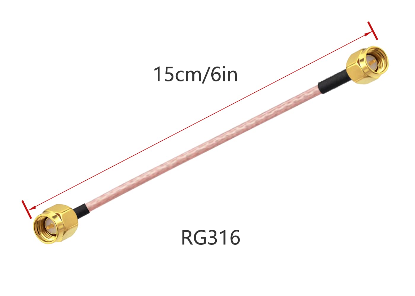 Vecys Câble SMA Femelle à Femelle Adaptateur Antenne Rallonge Câble RG316 15CM 6 Pouces Pour Dab WLAN WiFi 2G 3G 4G Routeur GSM Bluetooth WLAN LAN SDR