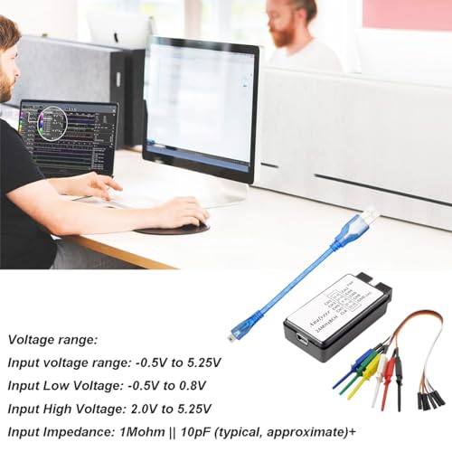 Image of USB Logic Analyzer Device kit USB Cable 24MHz 8CH 24MHz 8 Channel UART IIC SPI Debug with 6 Colors Test Hook Clip Set Mini to USB Cable Dupont Cable for Arduino FPGA M100 SCM