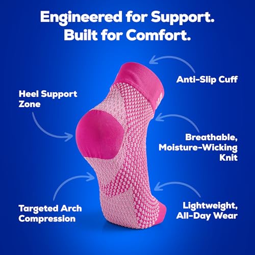 SB SOX Plantar Fasciitis Relief Socks – Ankle Brace Compression Sleeve – Arch Support for Foot Pain, Swelling, Heel Spurs – Foot Brace for Achilles Tendonitis Relief, Injury Recovery (Pink, Medium)