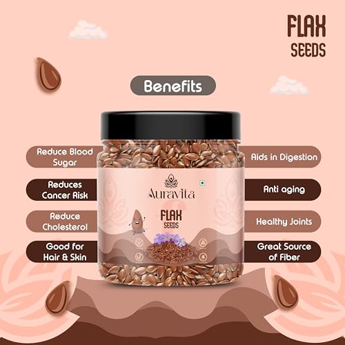 Image of Auravita Premium Flax Seeds 250 Gram Natural Raw Flax seeds for Eating High Dietary Fiber Alsi Seeds Rich in Magnesium