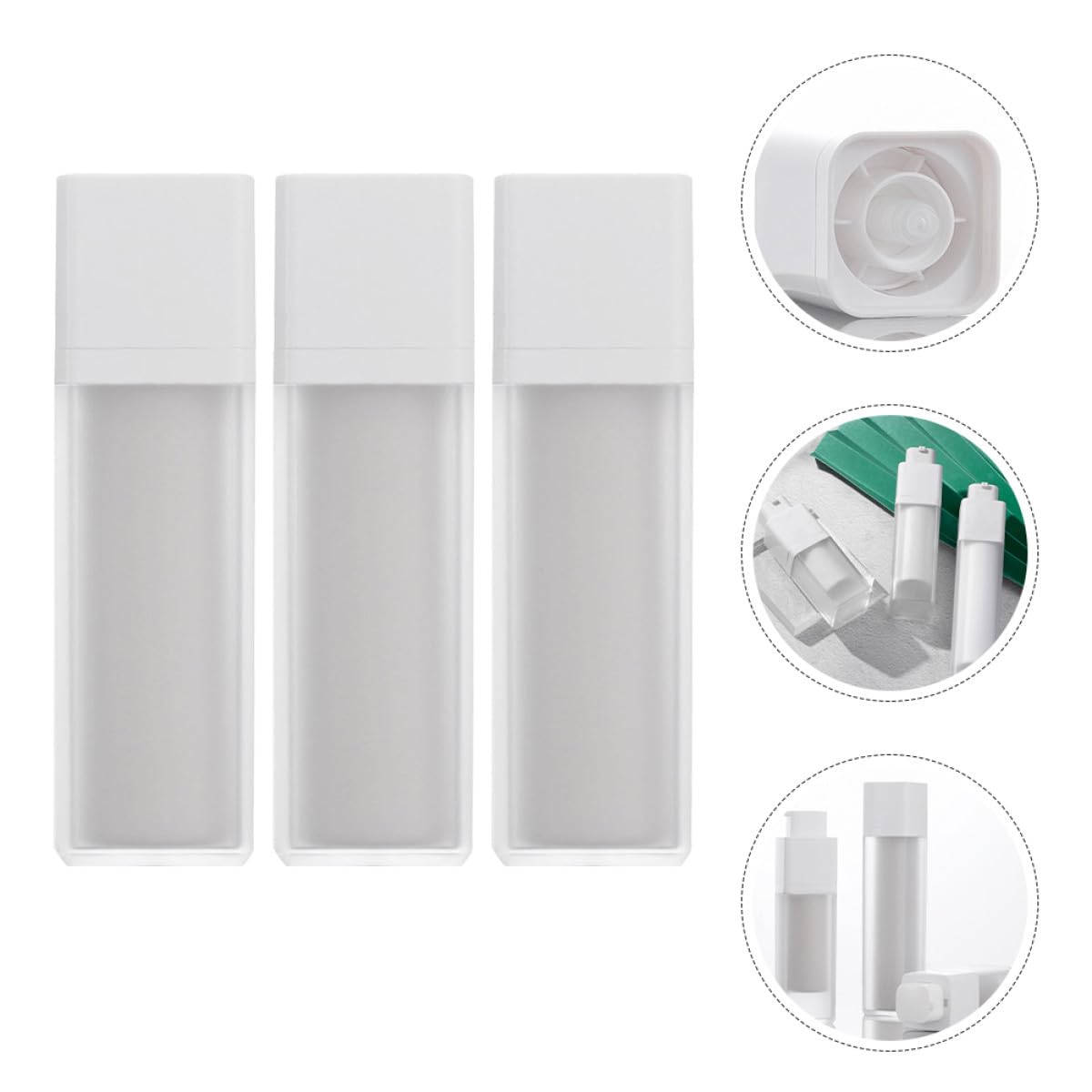 Mikikit Flaconi Pompa Airless 50Ml Set da 3 Contenitori da Viaggio Ricaricabili per Lozioni e Creme Flaconi Portatili Multiuso in Materiale Sicuro per Cosmetici e Prodotti per la Pelle