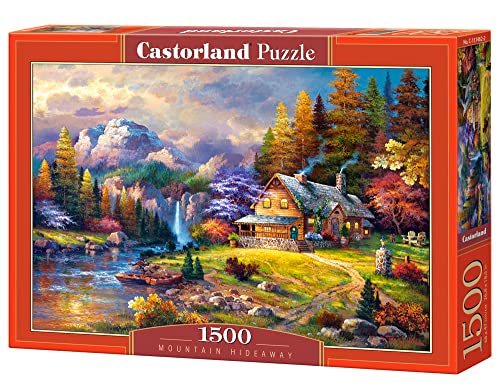 CASTORLAND 1500 Piece Jigsaw Puzzles, Mountain Hideaway, Charming Nook, Pond, Countryside, Adult Puzzles, Castorland C-151462-2