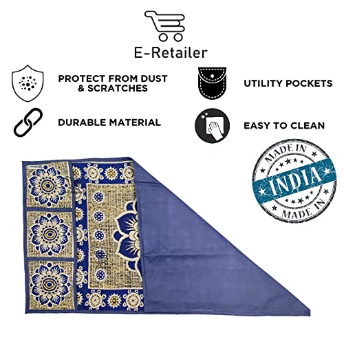 Image of Polyester 3-Layered Fridge Top Cover /Refrigerator Cover With 6 Utility Pockets (Color-Blue, Size-39x21 Inches)