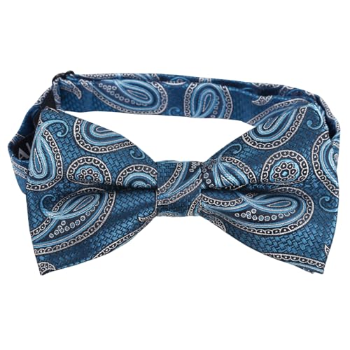 Image of Alizeal Mens 4pcs Vintage Paisley Bow Tie Set | Pre-tied Pocket Square Cufflinks Boutonniere for Wedding Everyday Use