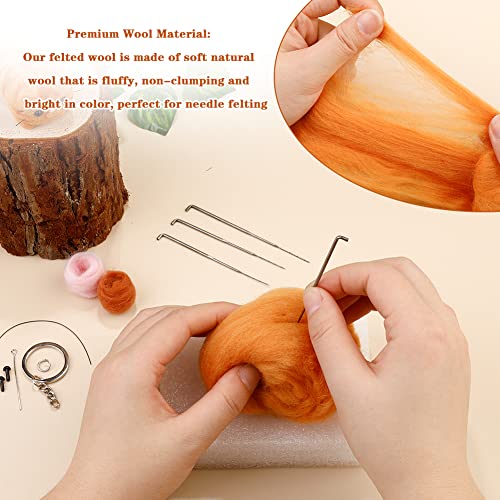 Image of SHWAKK Needle Felting Kits, Needle Felting Starter Kit with Instructions, Felting Pad, Felting Wool, Felting Needles, Keychain and Split Ring for Craft Project and DIY Handmade