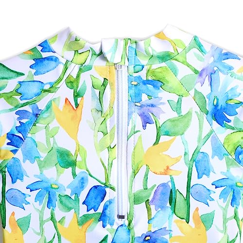 Image of Alakuoti Long Sleeve One Piece Ruffle Swimsuit for Toddler Girls Baby Girl Rashguard Shirt with UPF 50+ Sun Protection