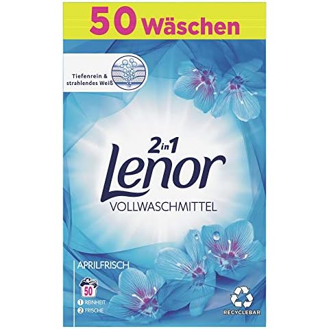 Lenor Waschmittel Pulver, Waschpulver, Vollwaschmittel, 50 Waschladungen, Lenor Aprilfrisch mit Duft von Frühlingsblumen, 3.25kg Cover