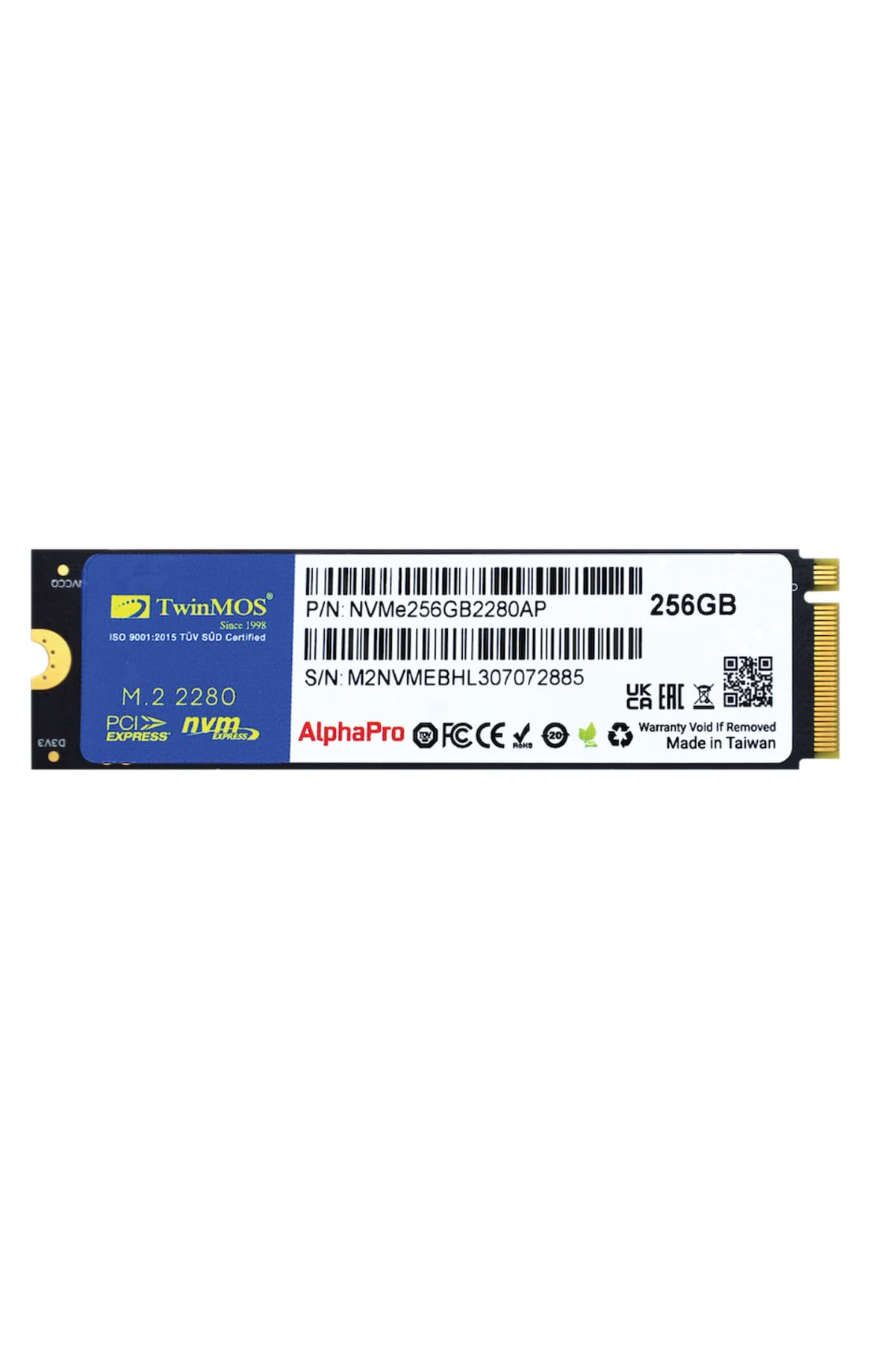 TwinMOS AlphaPro PCIe Gen3 NVMe M.2 2280 Hard Disk SSD 256 GB Nero