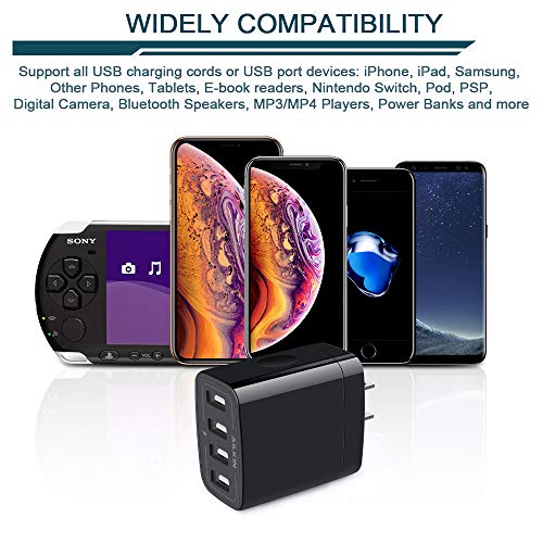 Image of AILKIN 4.8A 4-Port USB Plug Cube Brick Charging Box Wall Charger - 2-Pack, Compatible with iPhone 15 /14 /13 Pro Max, Samsung Galaxy S23 /S22 /S21 /S20