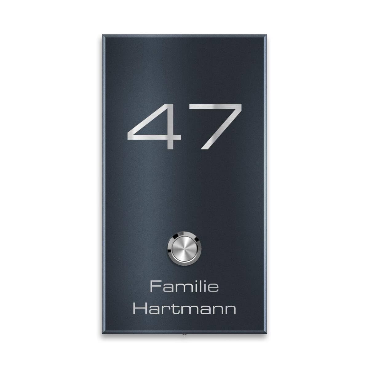 Metzler® Funkklingel mit gravierbarem Namensschild und Hausnummer RAL 7016 Anthrazit erweiterbar bis 6 Empfänger wetterfest IP67 einfache Aufputzmontage 52 Melodien Haustürklingel außen