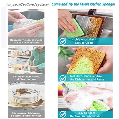 Image of Kitchen Cleaning Sponges, 6 Pack Heavy Duty Scrub Sponges Cleans Fast Non-Scratch Sponge for Washing Dishes and Cleaning Kitchen (Dark Green)