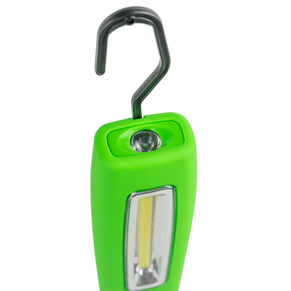 JBM Lampada LED Portatile con Base Magnetica Articolata, 1000LM, COB 10W, Doppio Gancio, Batteria Litio 4000mA, Verde