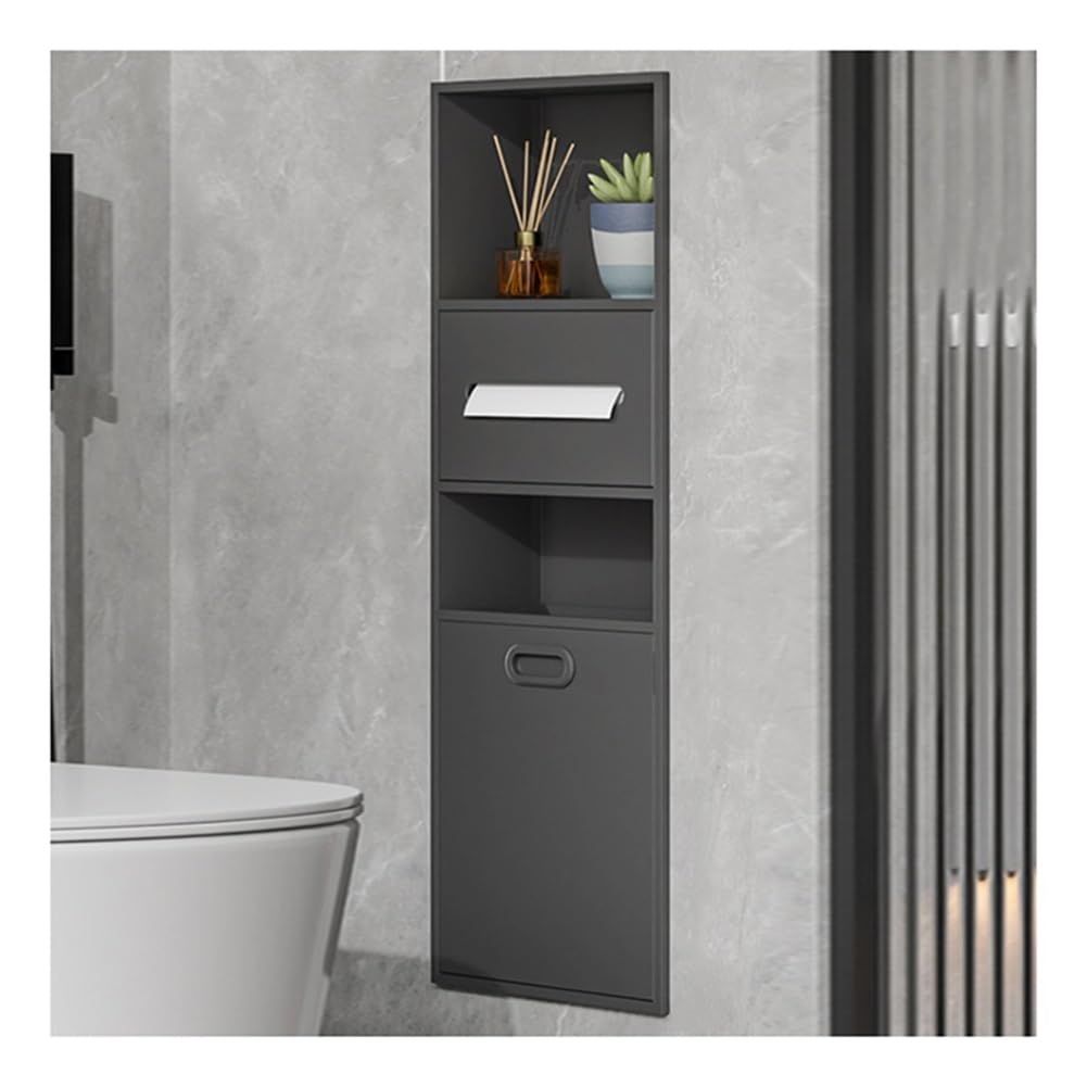 Dntum Brushed Stainless Steel Shower Niche Caddy Recessed Bathroom Shelf Insert with Trash Can Space-Saving Storage Solution Grey30X86X14Cma