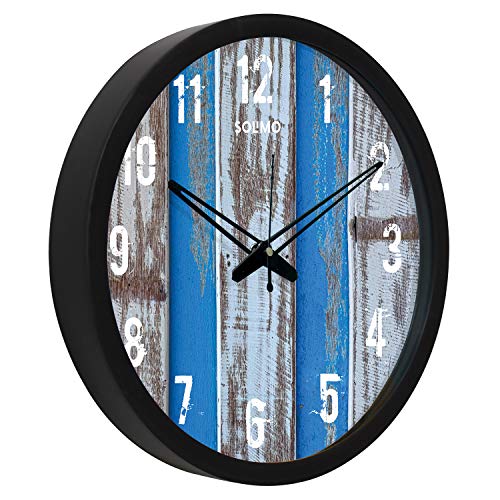 Image of Amazon Brand - Solimo 12-inch Wall Clock - Designer (Silent Movement, Black Frame)