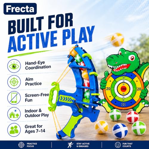 Image of Crocodile Sticky Ball Shooter Launcher Toy | Target Dart Game for Kids | Educational Indoor /Outdoor Playing Target Shooting Games | Gifts for Boys & Girls 7-14 Year Old